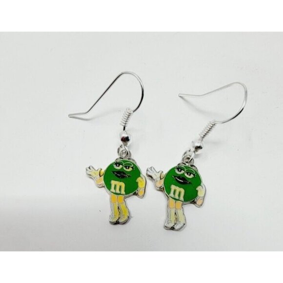 Vintage 1987 M&M Watch Japan Movement Red Green Yellow Plastic + Earrings - Picture 3 of 5